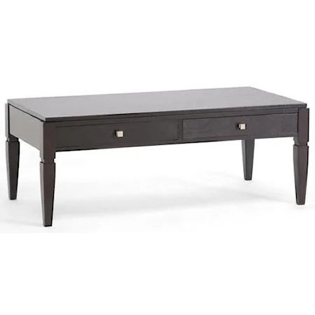 Haley Black Wood Modern Coffee Table w/ 2 Drawers